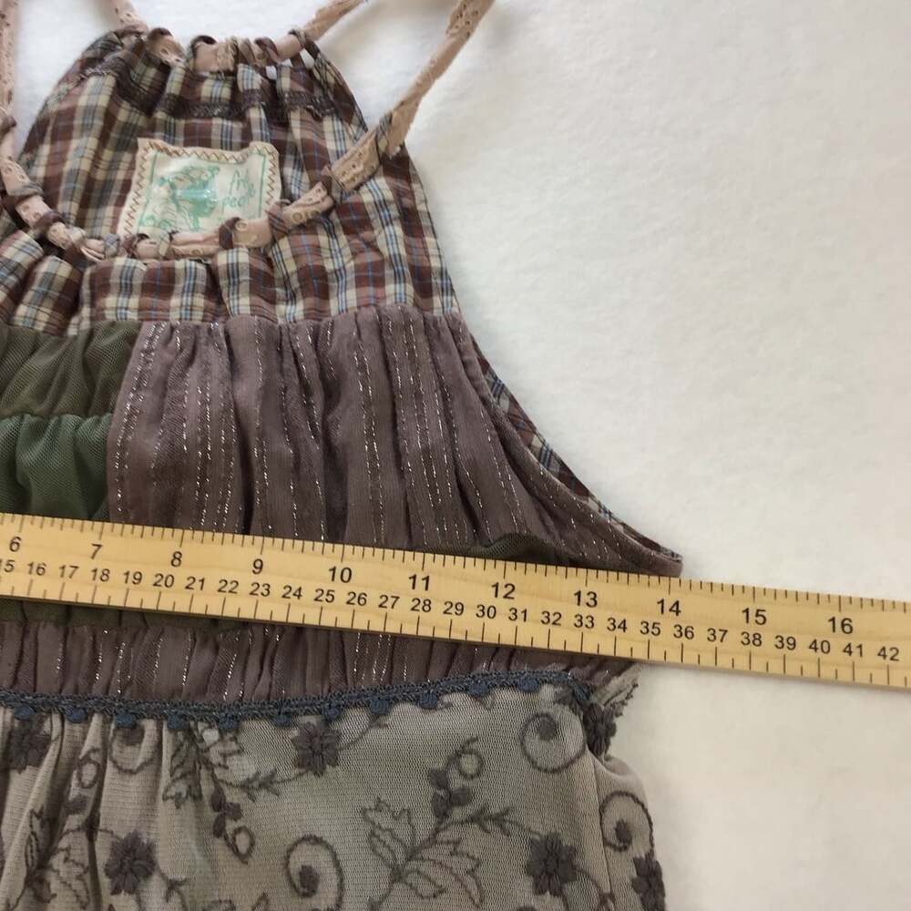 Free People Bohemian Patchwork Plaid Halter Tank Tunic Top XS - Picture 5 of 11